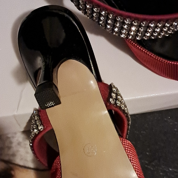 Red Rhinestone Embellished Heels - Picture 3 of 5